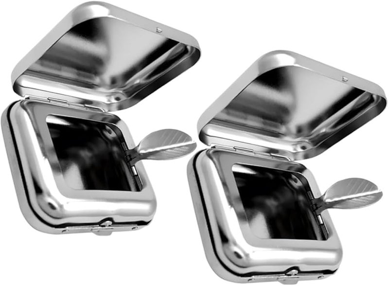 2Pcs Mini Portable Stainless Steel Ashtray Lightweight Pocket Ash Tray for Indoor Outdoor Travel Car Use - Image 1
